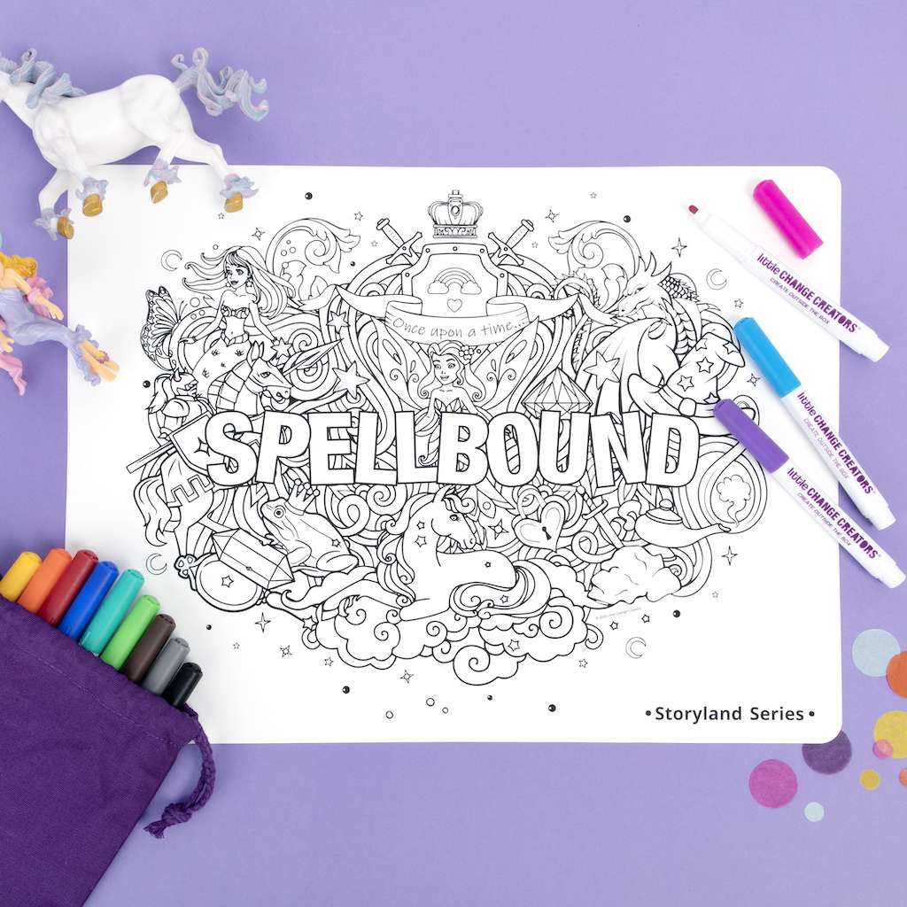 Spell bound fun silicone colouring mat set