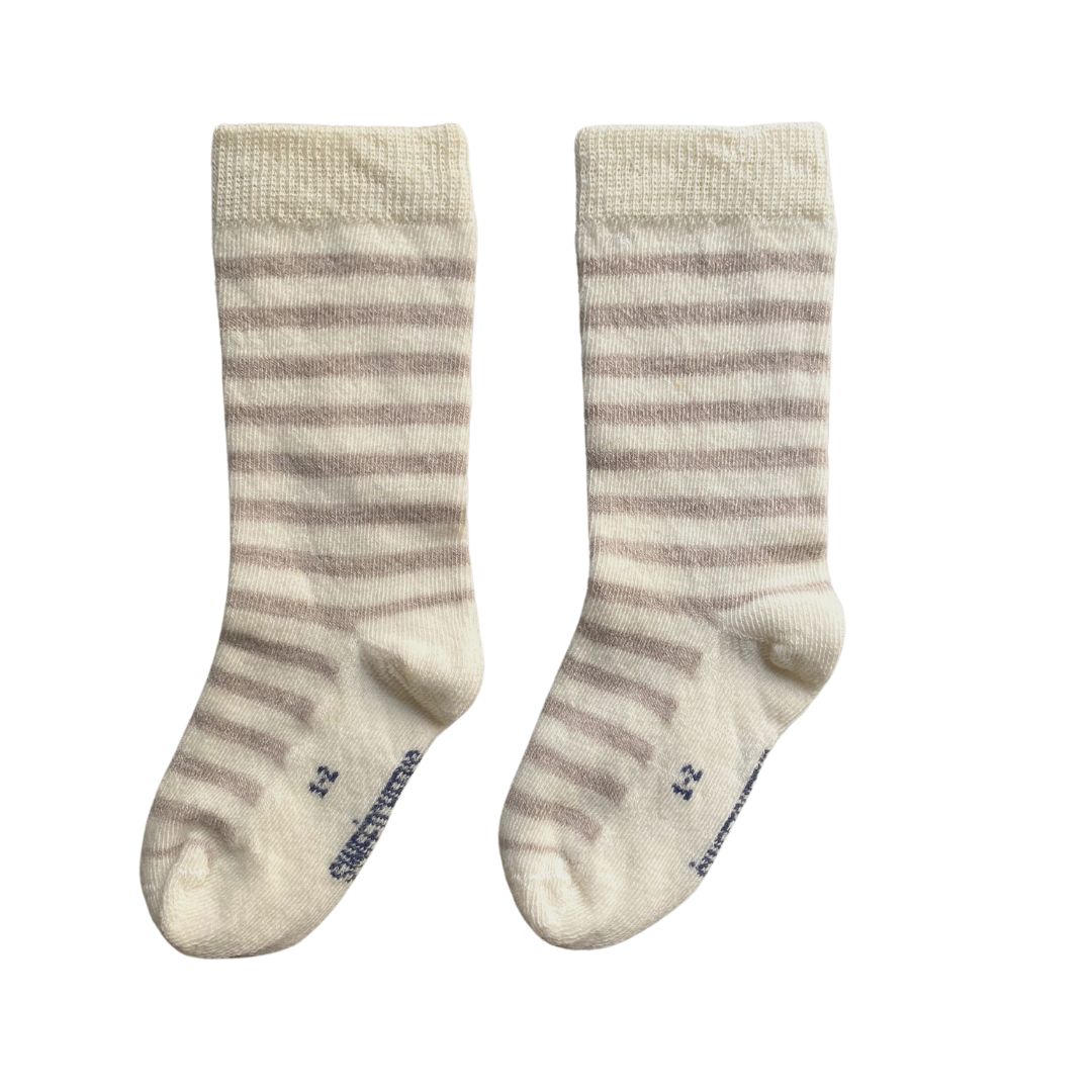 Baby Merino Long Socks | Sand Stripe