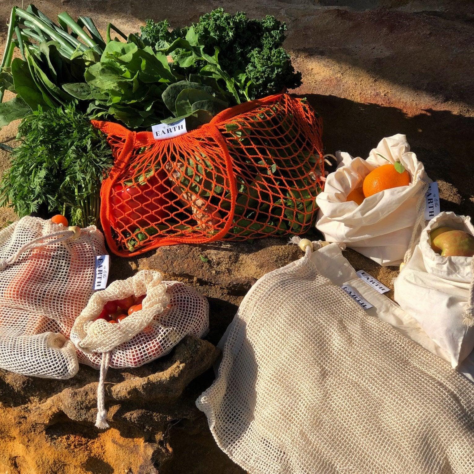 Market Day Shopping Bundle | 6 Produce Bags | Mesh Shopping ToteSustainable Kitchen - Us and the Earth