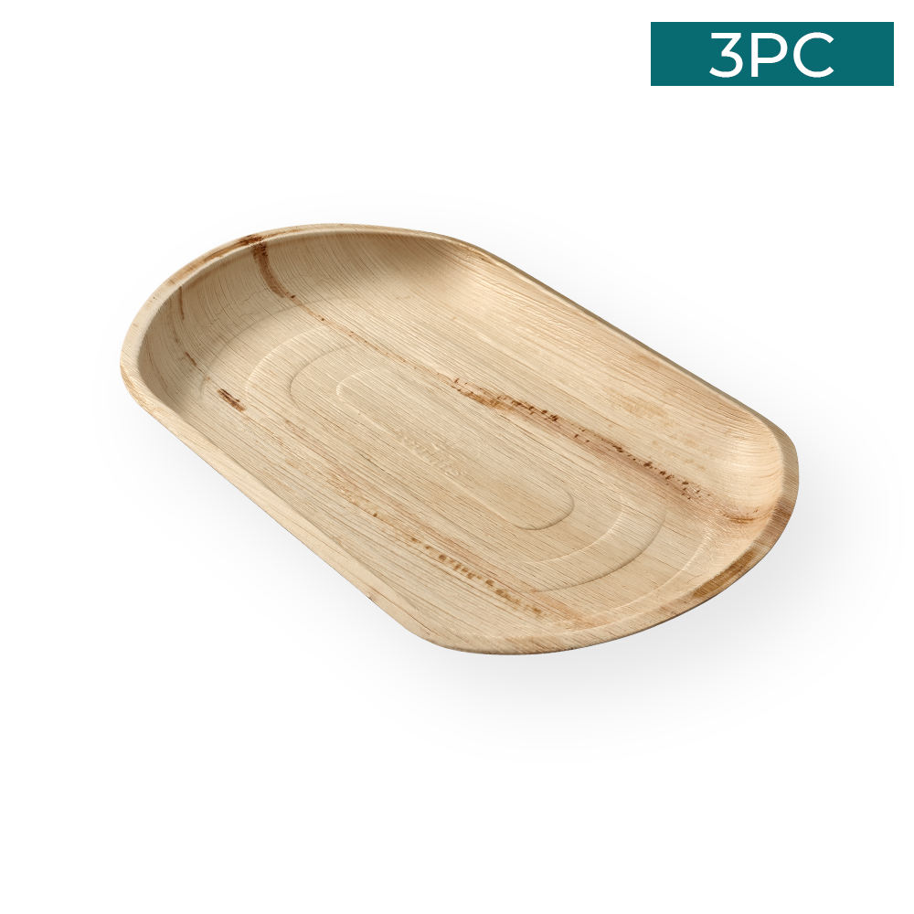 Areca Nut Leaf Medium Serving Trays 3PC