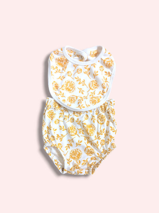 Bib & Bloomers Set - Golden Peony