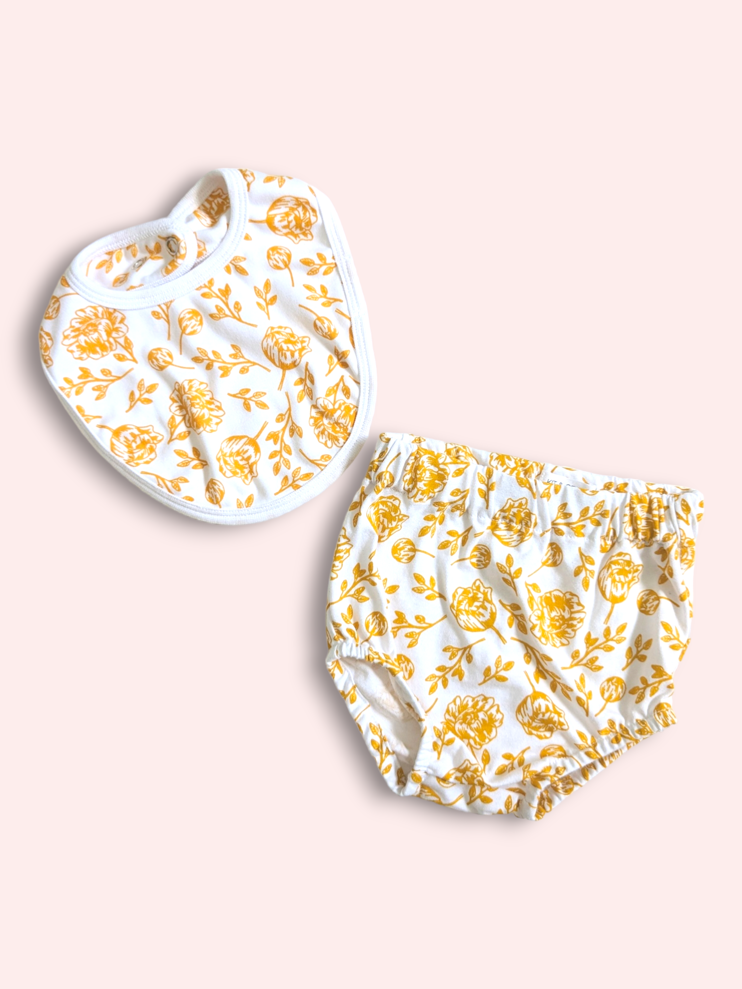 Organic Cotton Bib & Bloomers Set - Golden Peony