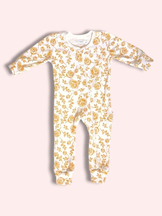 Organic Full Bodysuit - Golden Peony