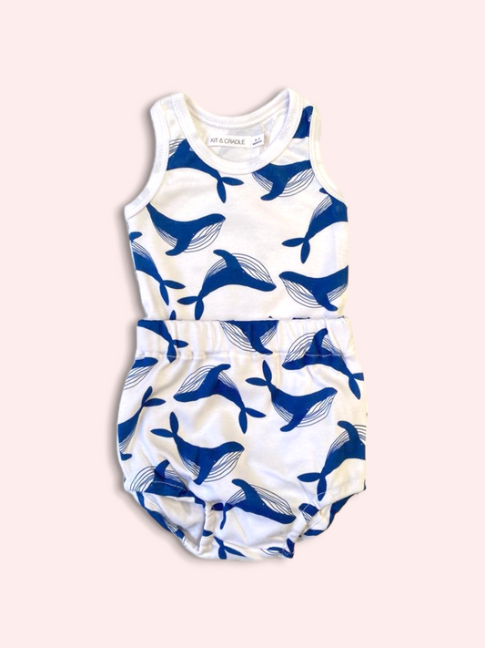 Organic Cotton Singlet & Bloomers Set - Whale