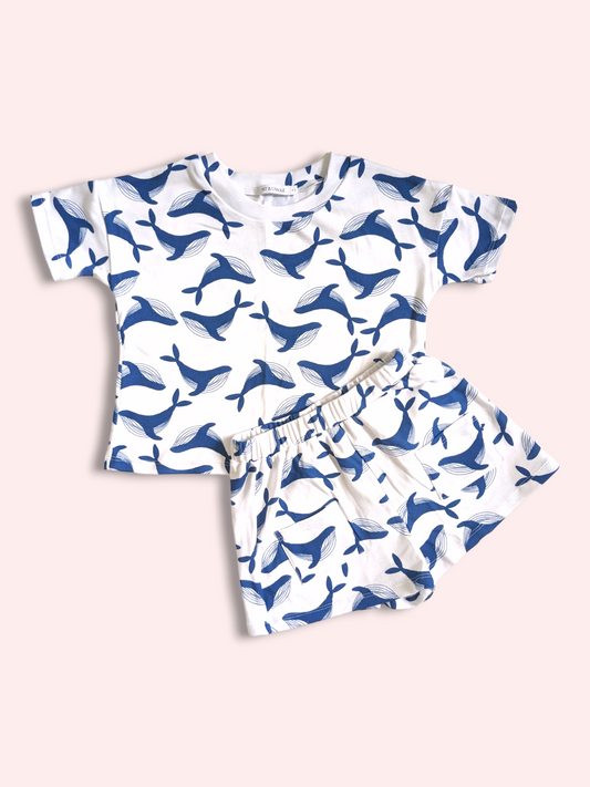 Organic Cotton Tee & Shorts Set - Whale