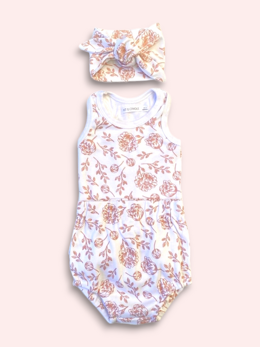 Organic Cotton Singlet & Bloomers Set - Blush Peony