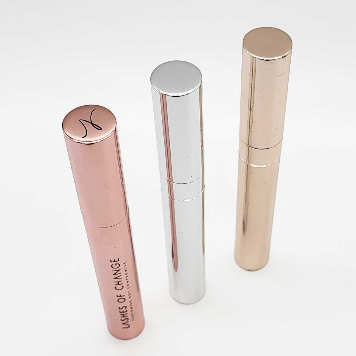 Award winning mascara design with 3 different polished aluminium cases to choose from. Mix n match cases. In Plush pink, silver snd rose gold