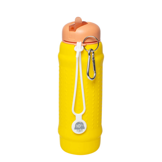 Yellow, Terracotta + White collapsible water bottle