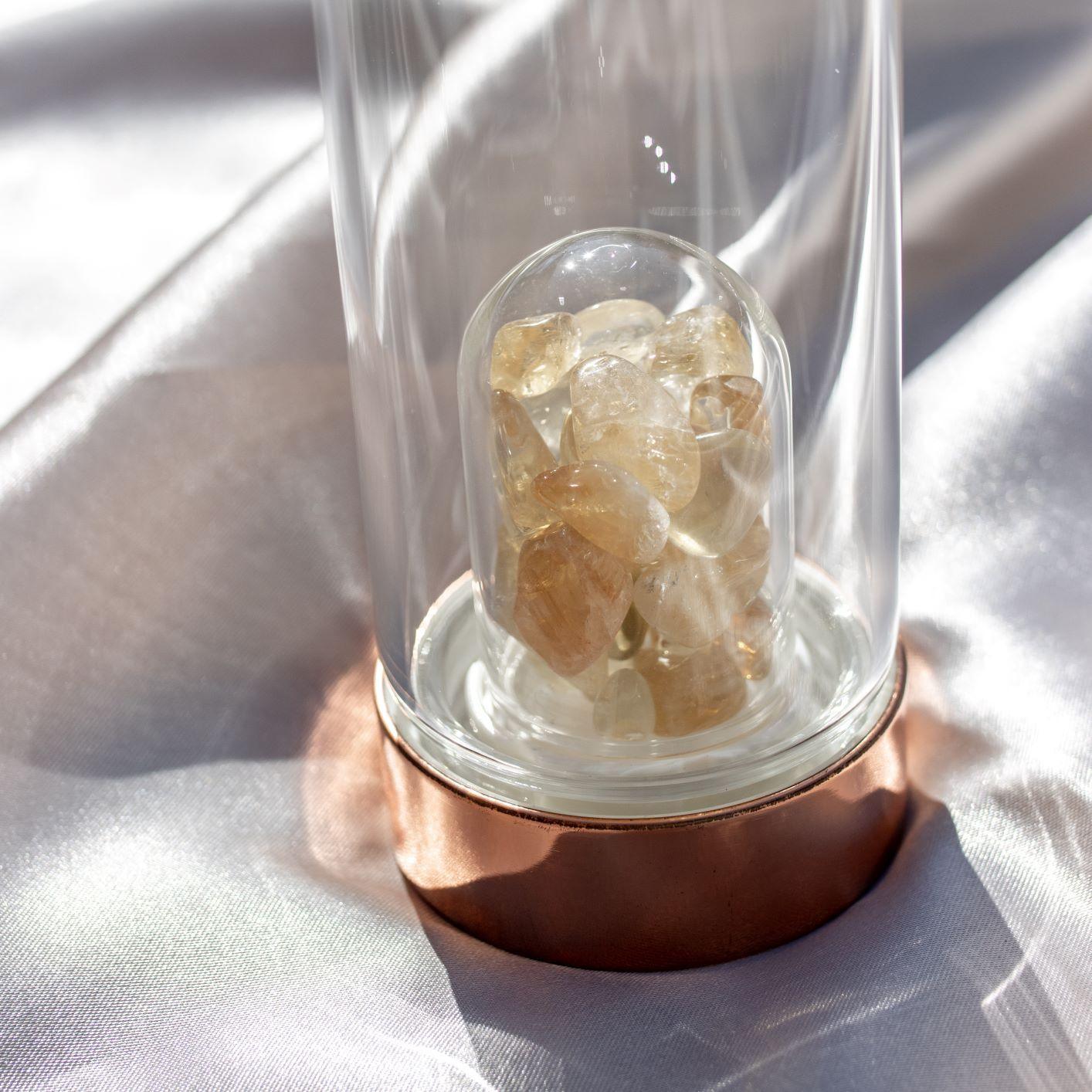 Rose Gold Crystal Water Bottle - 550ml with Gemstone PodSustainable Kitchen - Us and the Earth