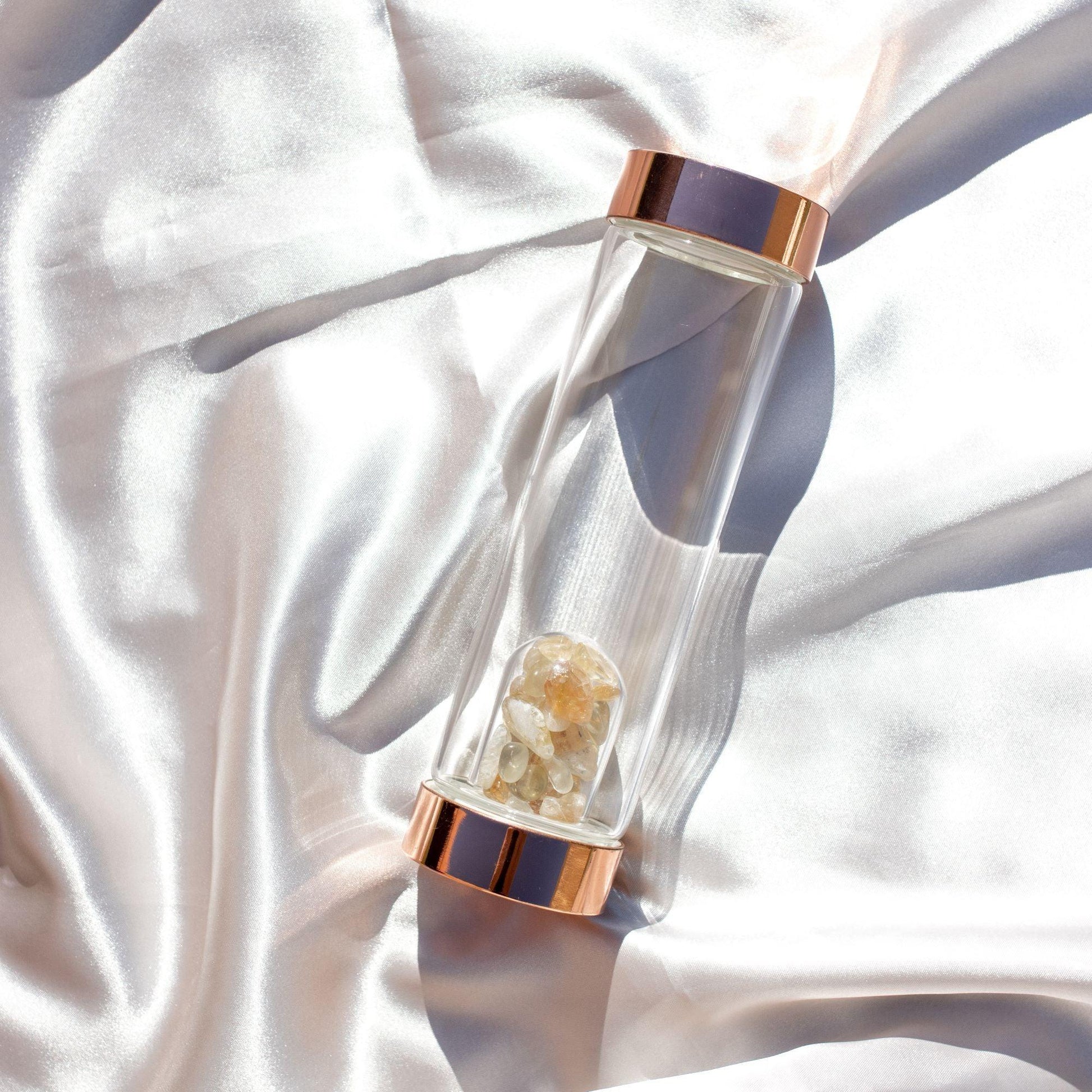 Rose Gold Crystal Water Bottle - 550ml with Gemstone PodSustainable Kitchen - Us and the Earth