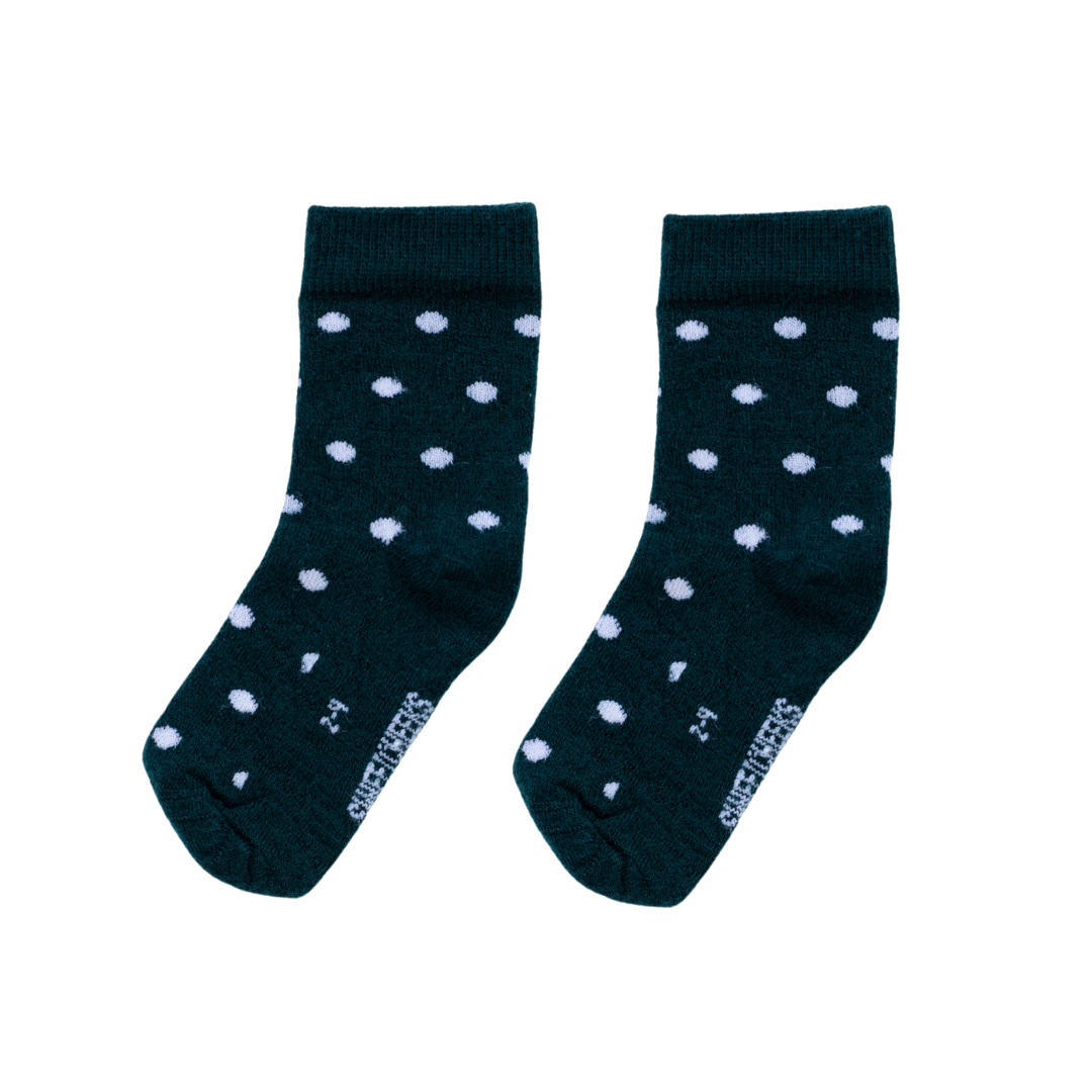 Baby Merino Crew Socks | Forest Green Dots