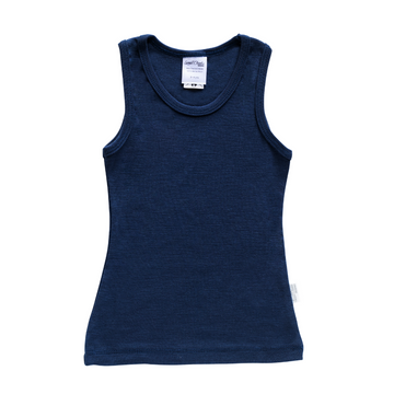 Kids Merino Round Neck Singlet | Indigo