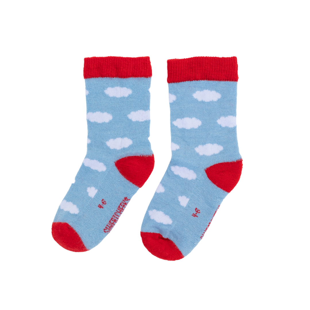 Kids Merino Gumboot Socks | Light Blue Clouds