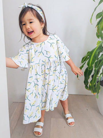 Organic Cotton We Fly High Dress - Wattle