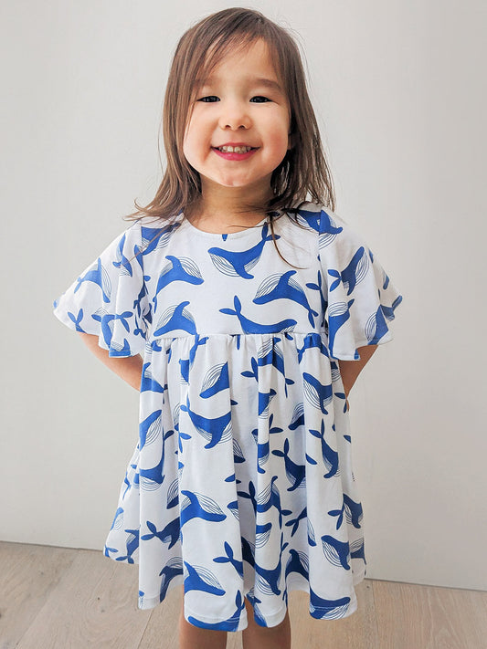 Organic Cotton We Fly High Dress - Whale