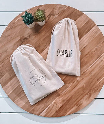 Organic Cotton Personalised Calico Bag (add name in note below)