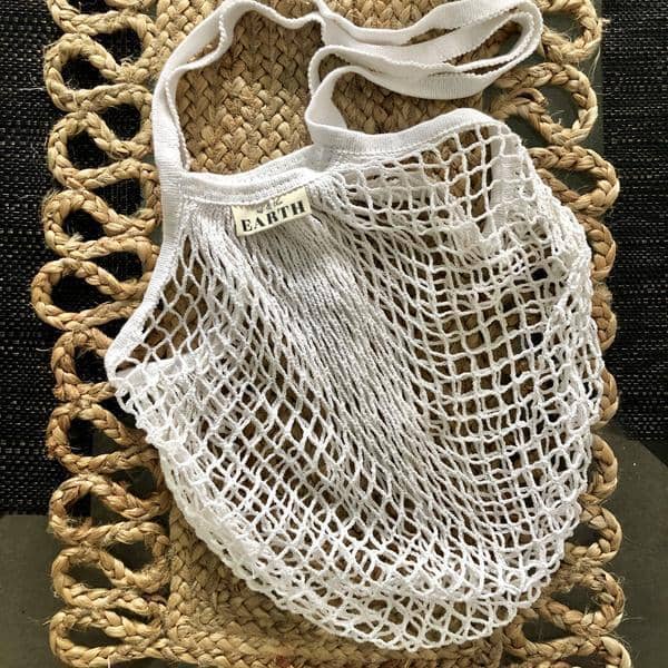 100% Organic Cotton Mesh Shopping Bag - White