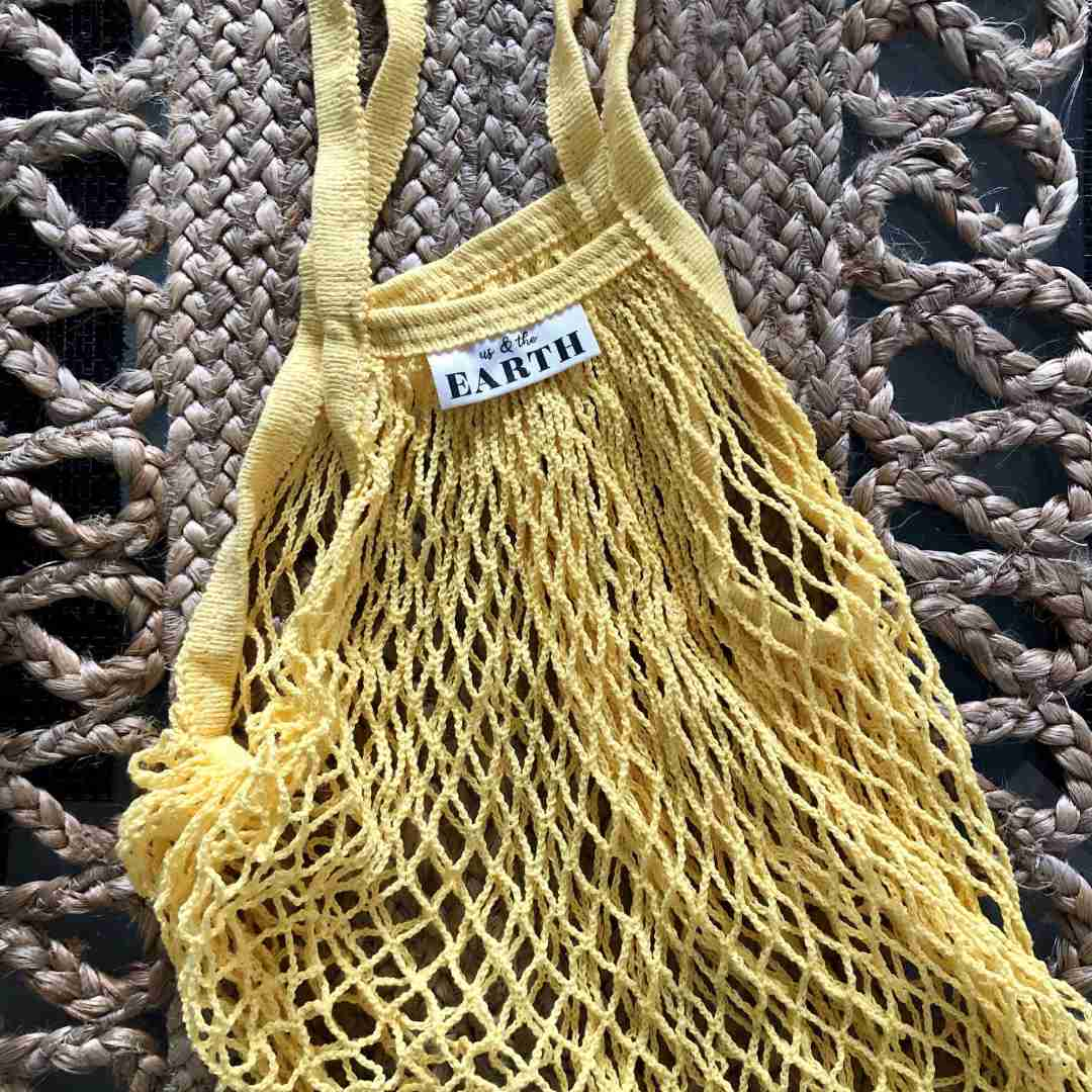 100% Organic Cotton Mesh Shopping Bag - Yellow