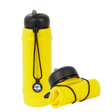 Yellow, Black + Black collapsible bottle