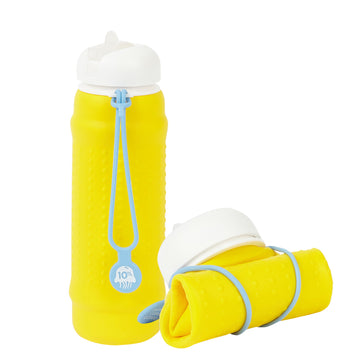 Yellow, White + Dusty Blue collapsible bottle