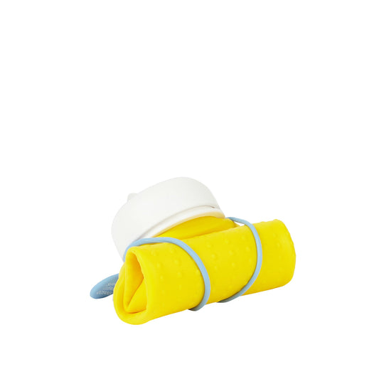 Yellow, White + Dusty Blue collapsible bottle