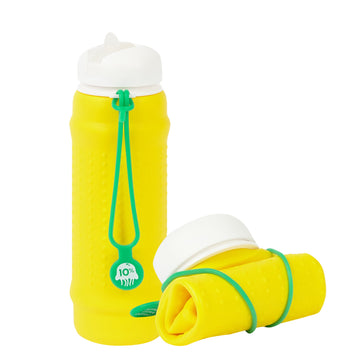 Yellow, White + Green collapsible bottle