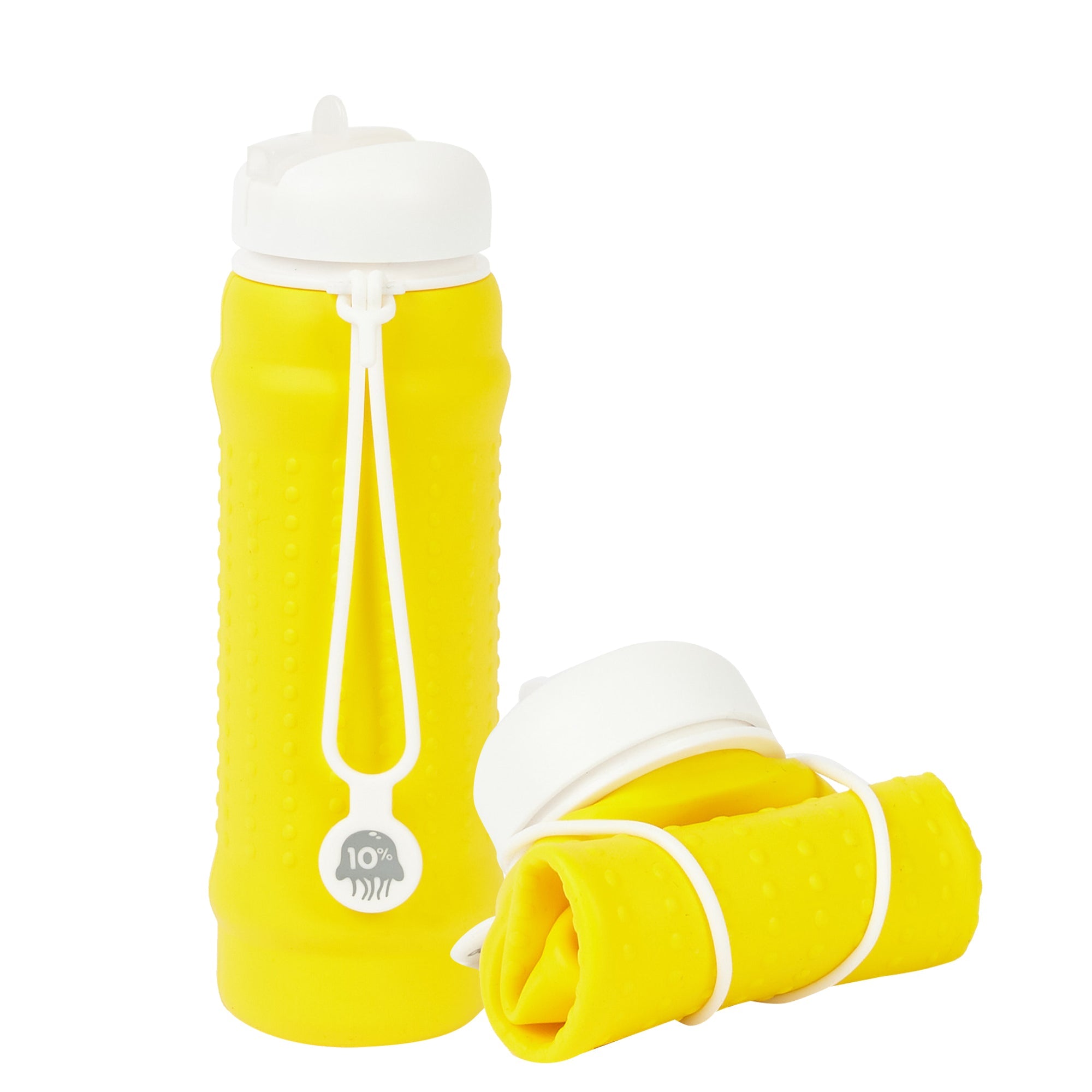 Yellow, White + White collapsible bottle