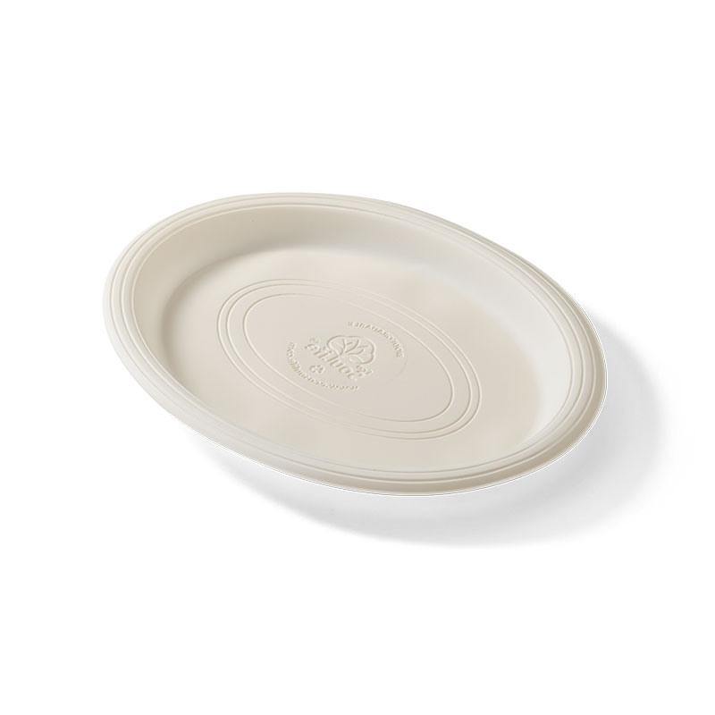 EcoSouLife 20 PC Oval Plate Cornstarch Material White